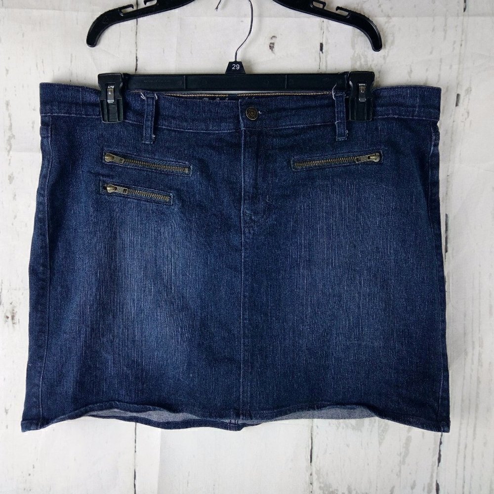 Old Navy Women's Size 16 Denim Blue Front Zipper Mini Skirt 40x17½